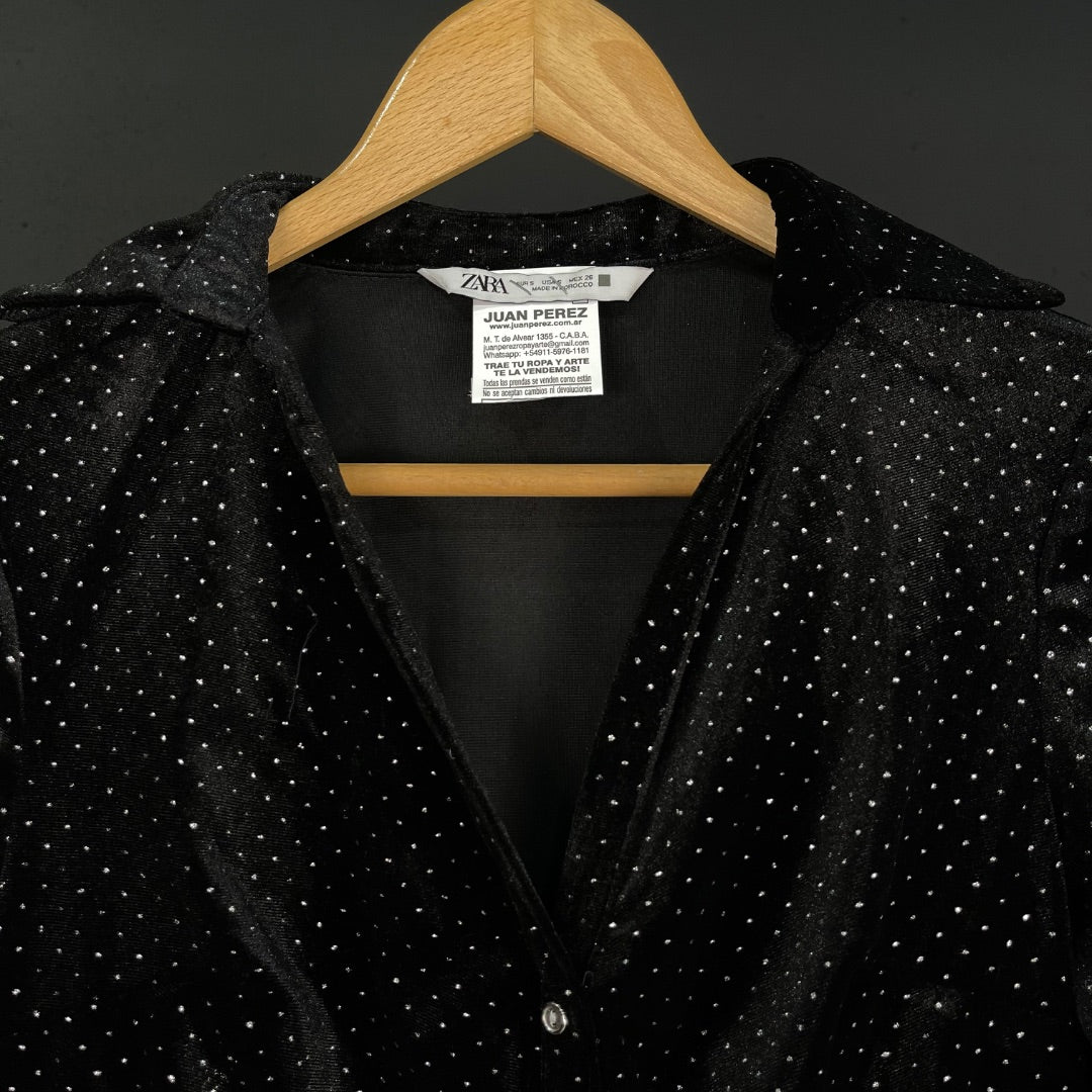 ZARA Vestido Manga Larga Negro Talle S