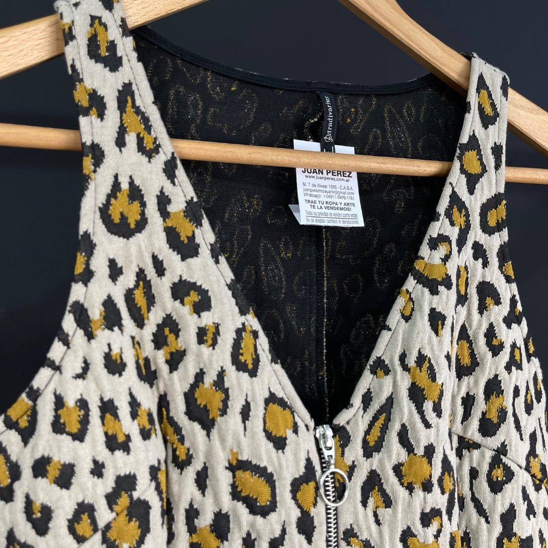 STRADIVARIUS Vestido Sin Manga Varios  Animal Print Talle S