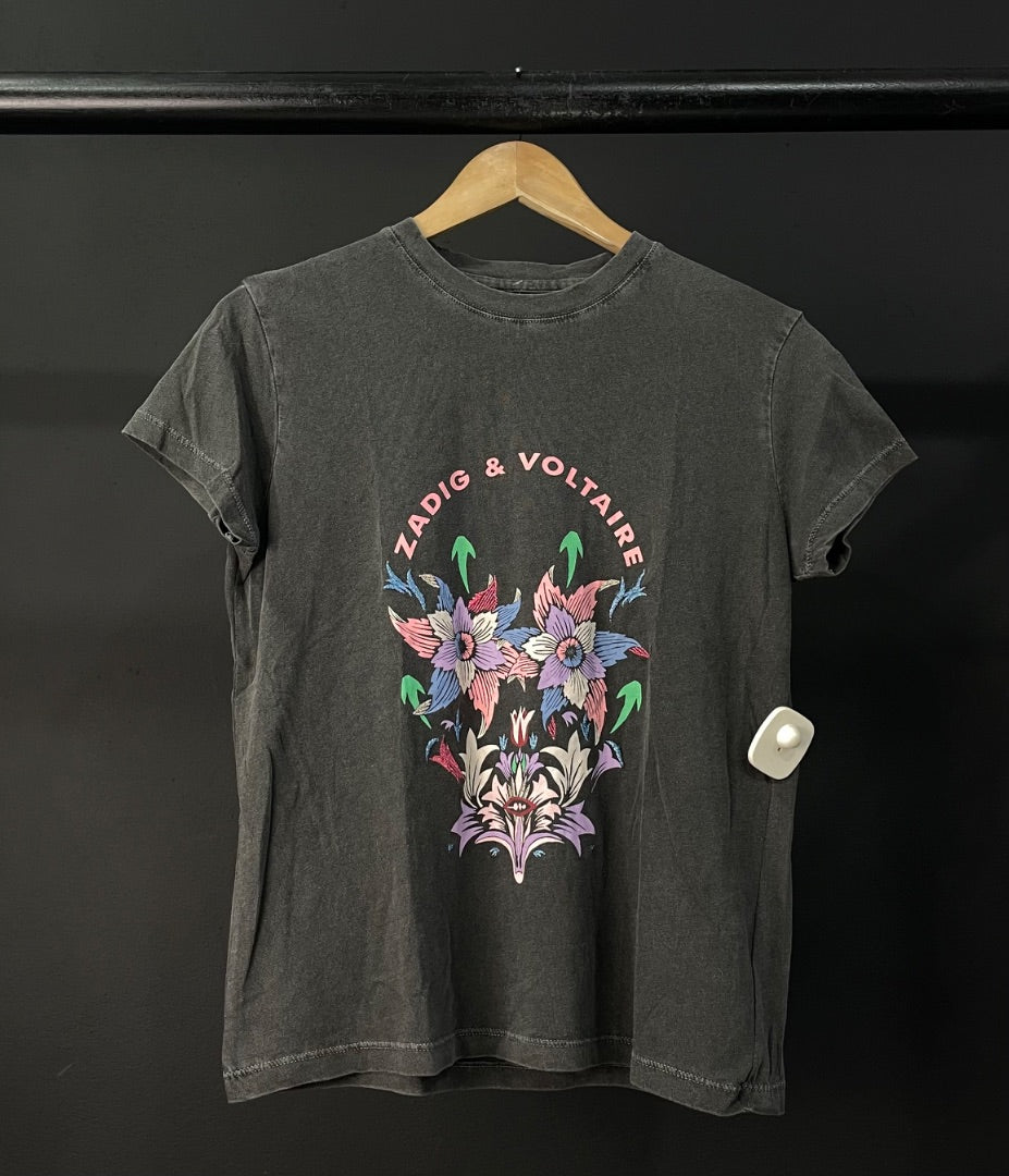 ZADIG & VOLTAIRE Remera Manga Corta Gris Talle S