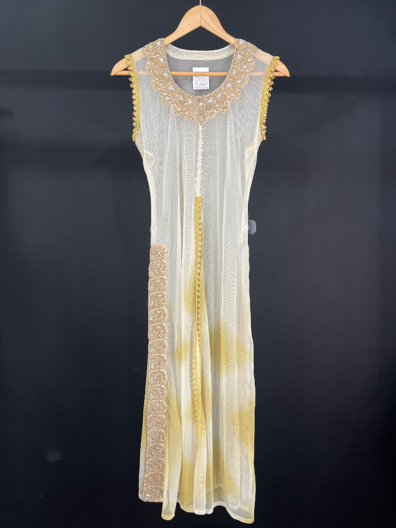 SIN MARCA Vestido Sin Manga Beige Talle S