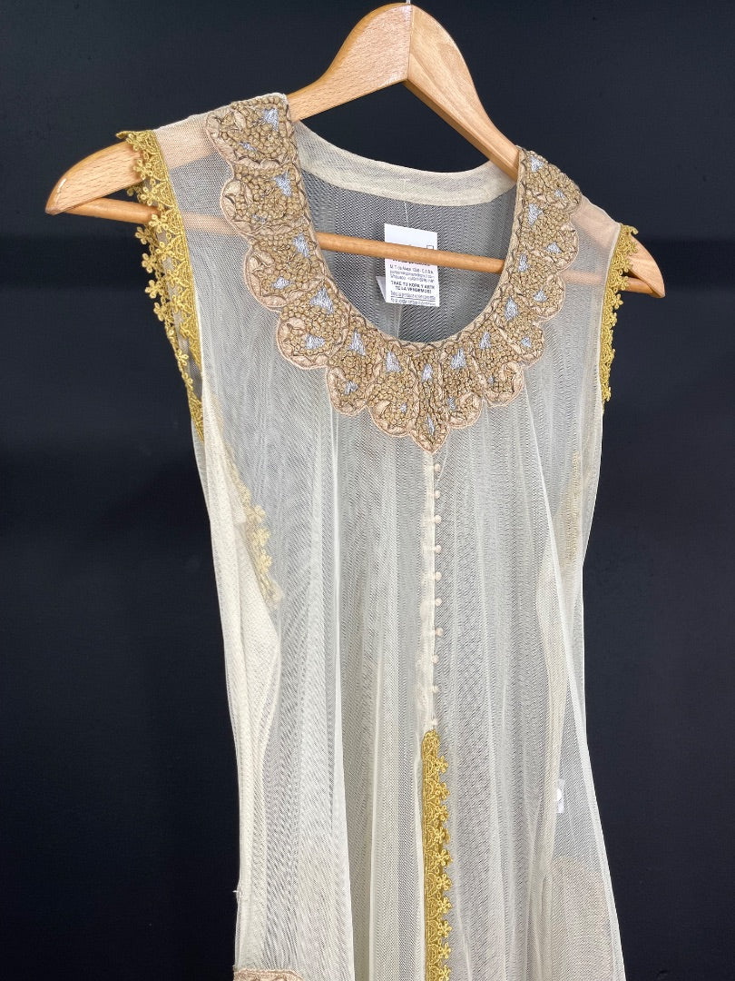SIN MARCA Vestido Sin Manga Beige Talle S