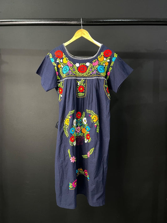 SIN MARCA Vestido Manga Corta Azul Talle M