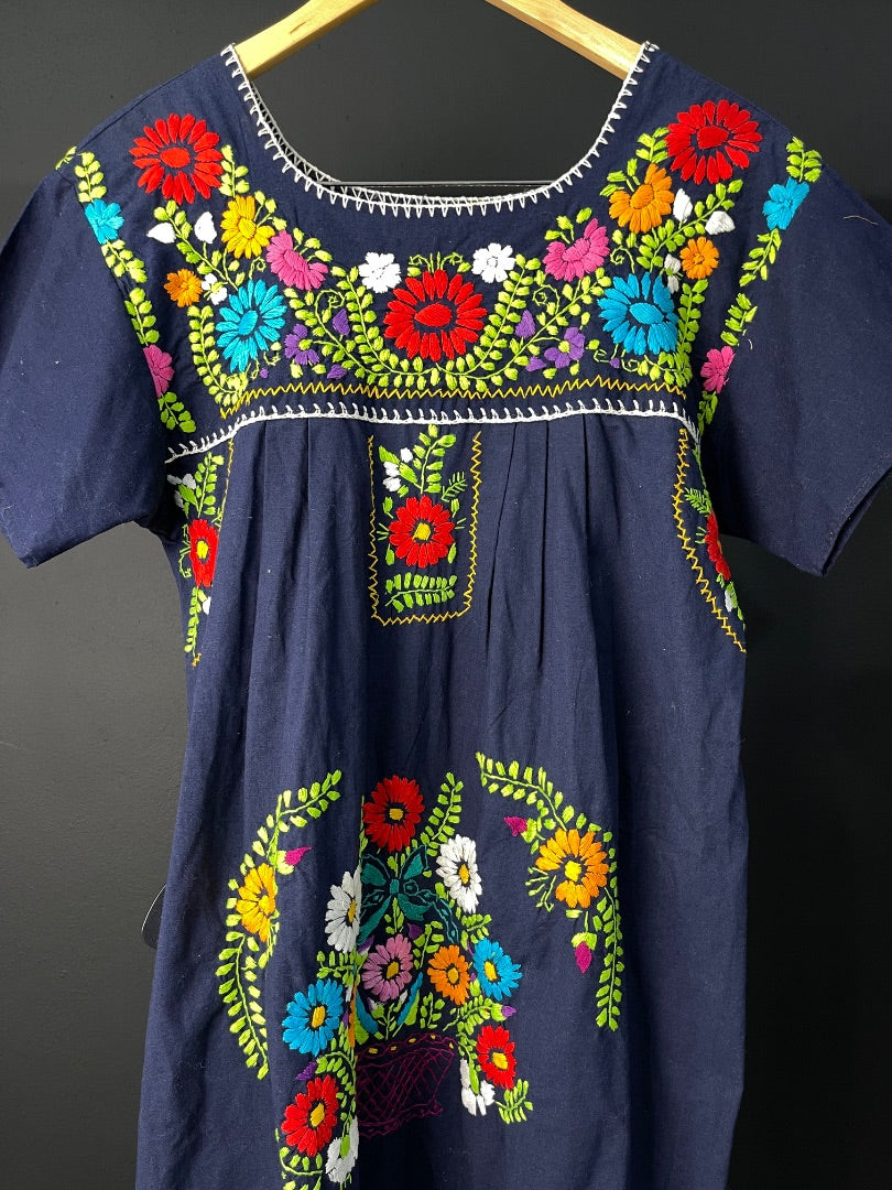 SIN MARCA Vestido Manga Corta Azul Talle M