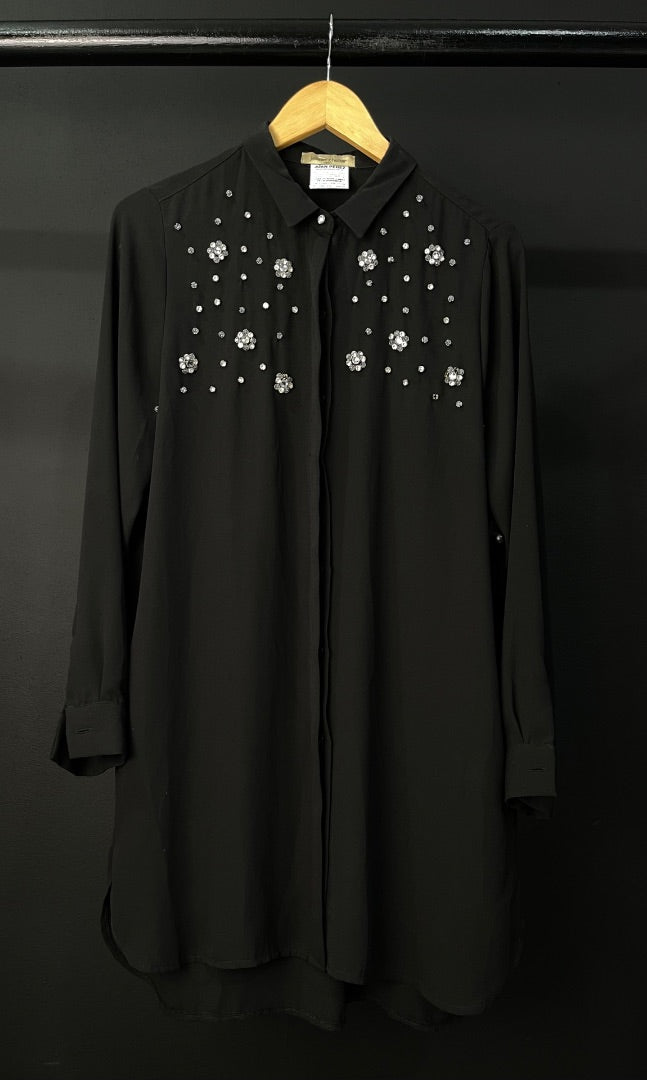 JAZMIN CHEBAR Camisaco Negro Talle S