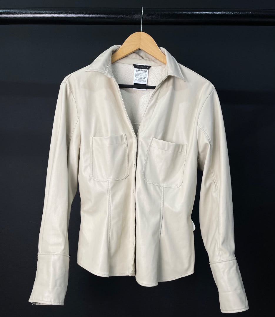 ZARA Camisa Manga Larga Beige Talle XL