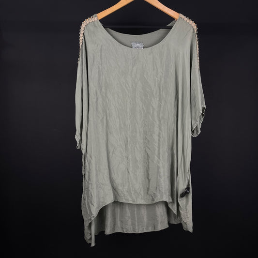 SIN MARCA Blusa Manga Corta Verde Talle XL