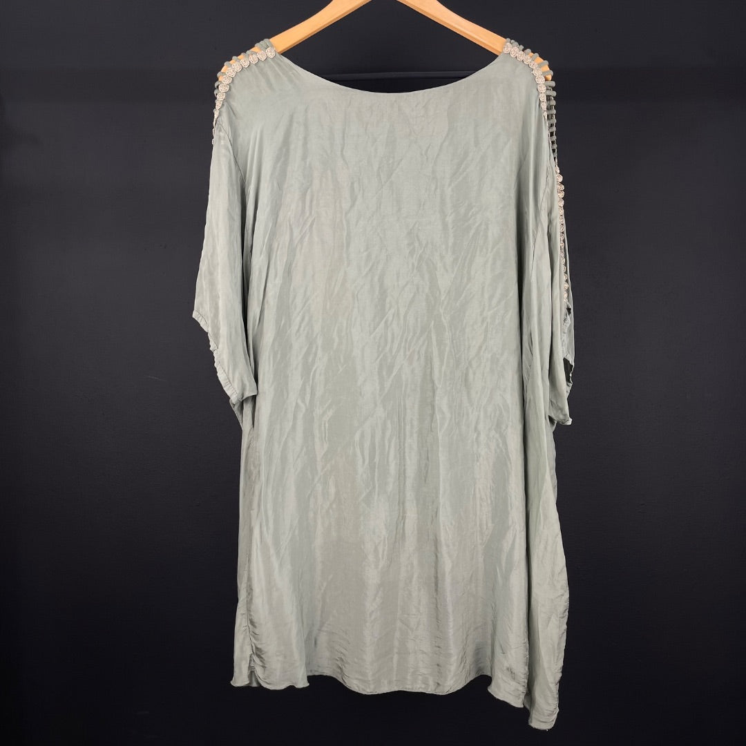 SIN MARCA Blusa Manga Corta Verde Talle XL