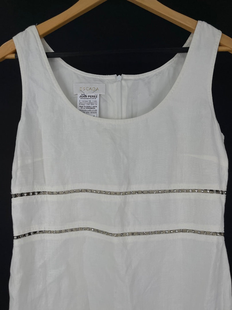 ESCADA Vestido Sin Manga Blanco Talle L