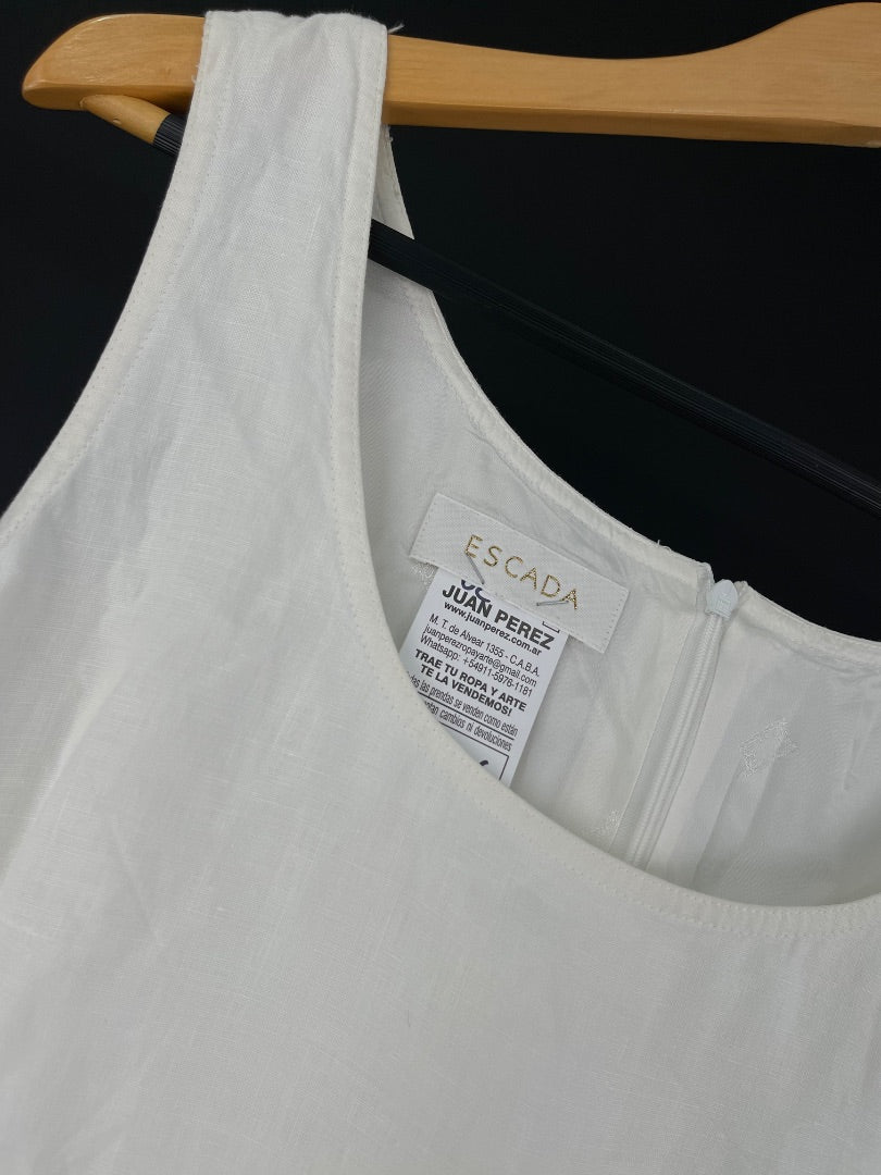ESCADA Vestido Sin Manga Blanco Talle L