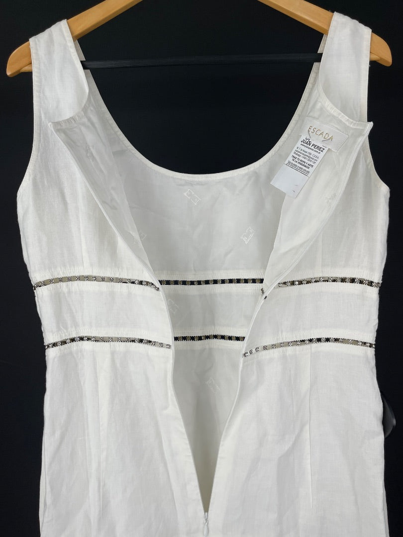 ESCADA Vestido Sin Manga Blanco Talle L