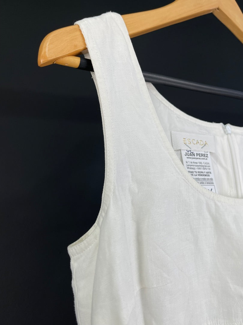ESCADA Vestido Sin Manga Blanco Talle L