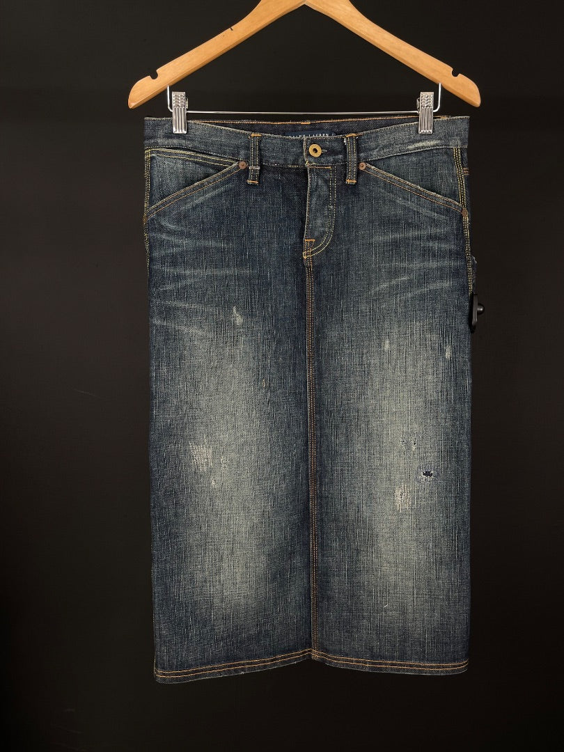 RALPH LAUREN Pollera Media Pierna Azul Talle 27