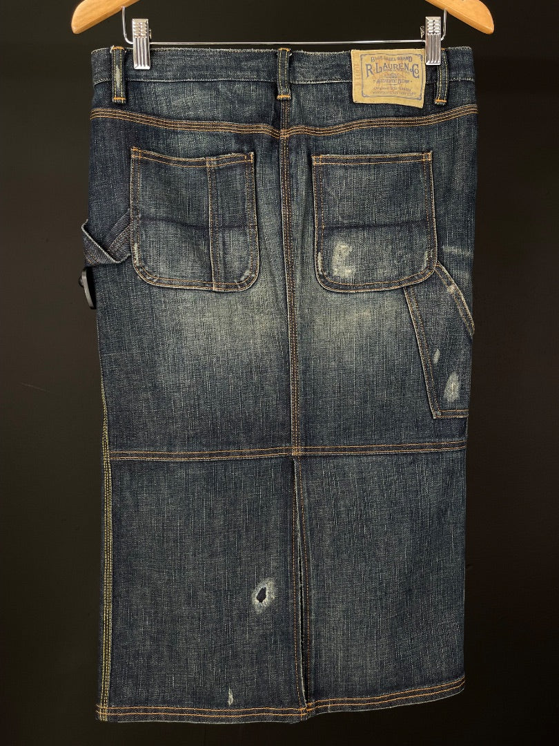 RALPH LAUREN Pollera Media Pierna Azul Talle 27