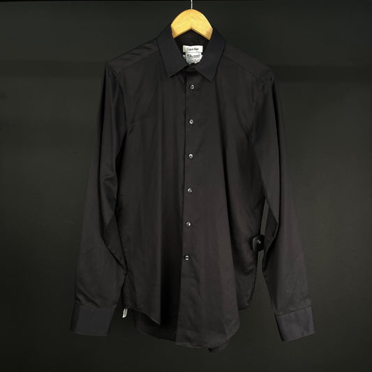 CALVIN KLEIN Camisa Manga Larga Negro Talle 15