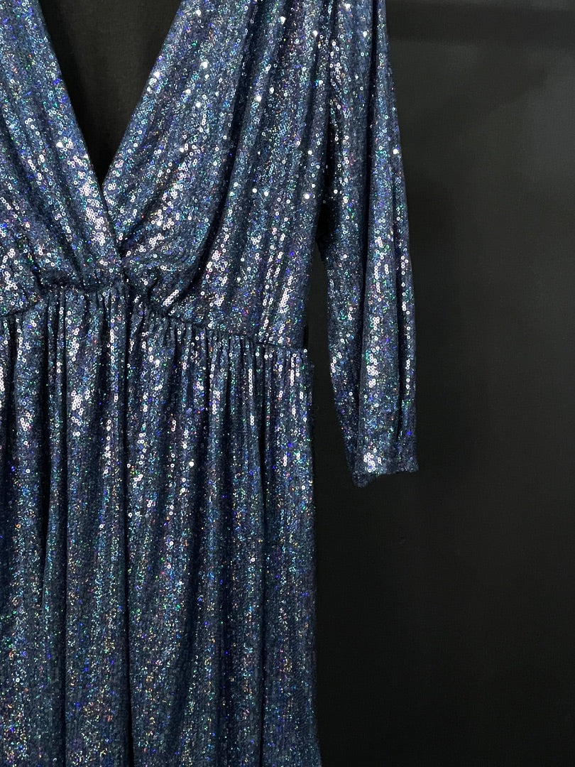 SIN MARCA  Vestido Manga Larga  Azul  Talle S