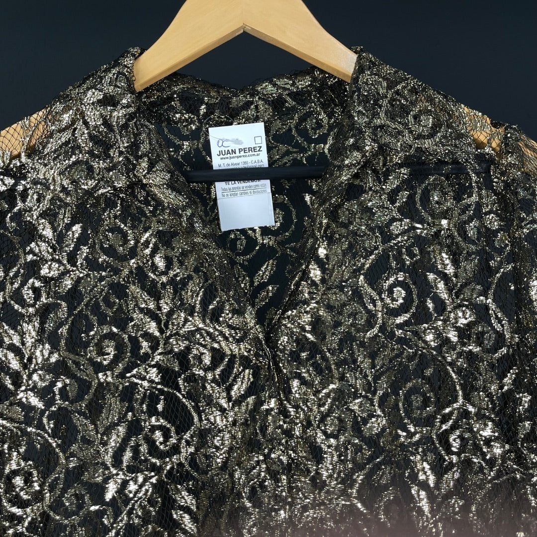 SIN MARCA Vestido Manga 3/4 Varios Negro y Dorado Talle M