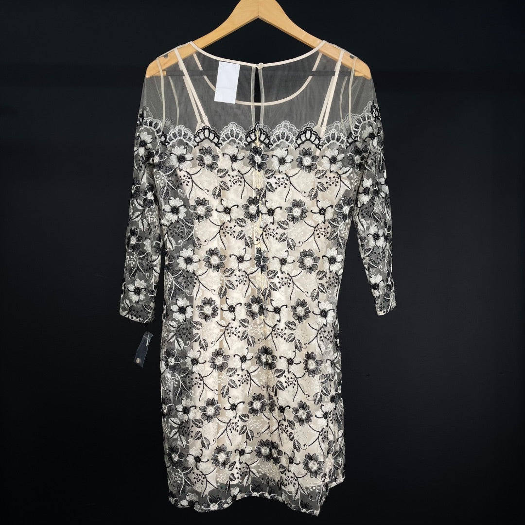 DKNY Vestido Beige Y Negro Talle S