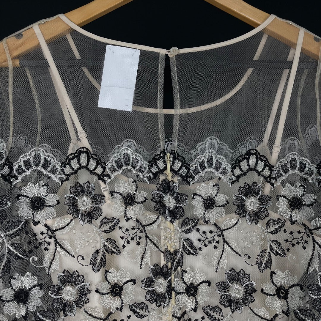 DKNY Vestido Beige Y Negro Talle S