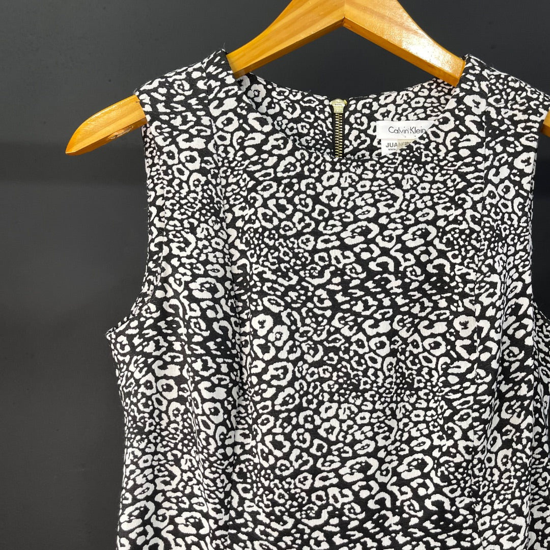 CALVIN KLEIN Vestido Sin Manga Varios Blanco Y Negro Talle 8