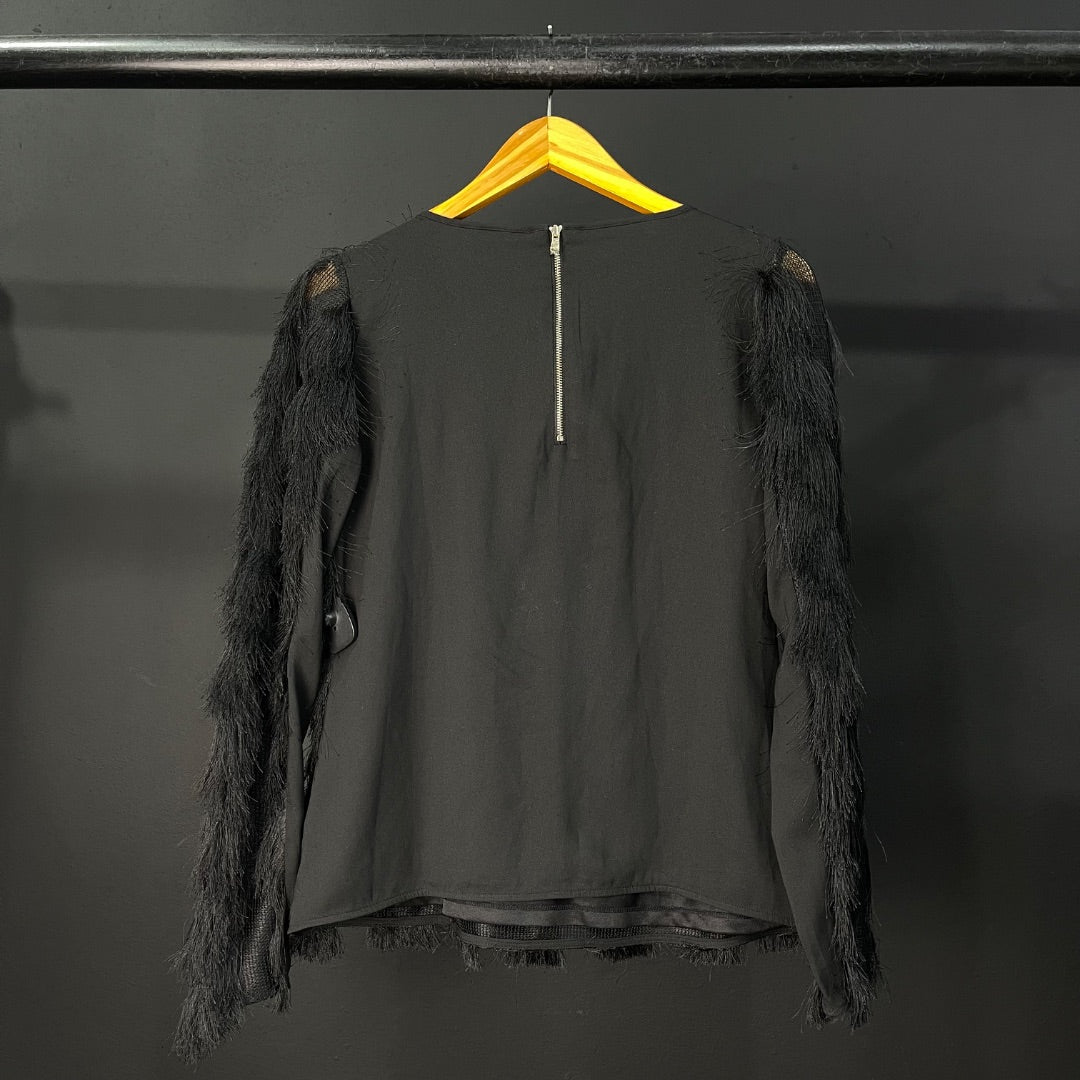 ANN TAYLOR Blusa Manga Larga Negro Talle S