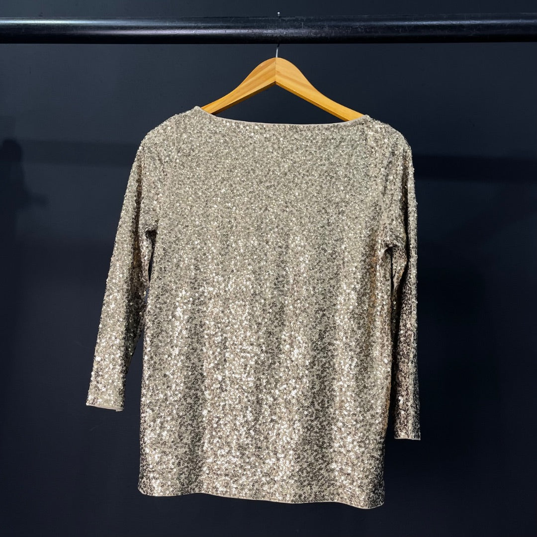 J CREW Remera Manga Larga Dorado Talle S