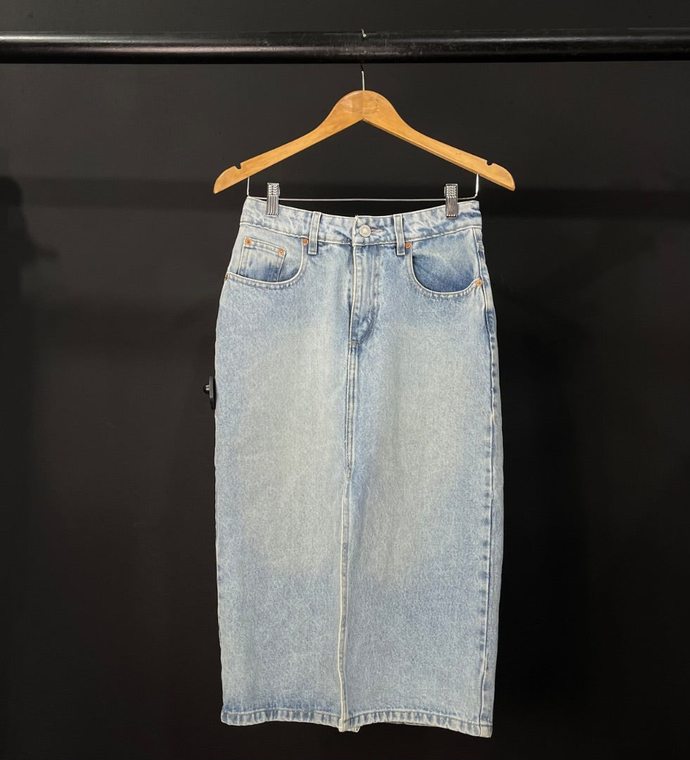 ZARA Pollera Media Pierna Celeste Talle S