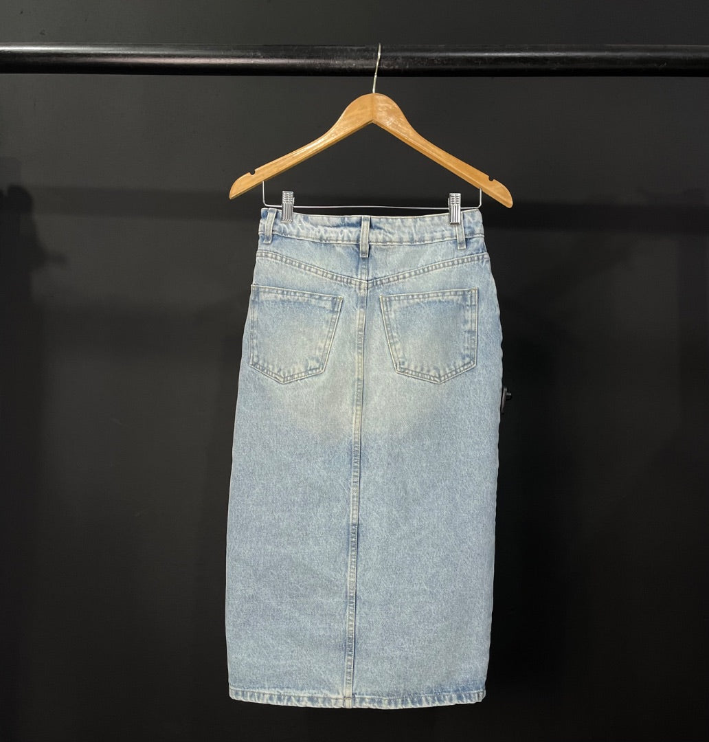 ZARA Pollera Media Pierna Celeste Talle S
