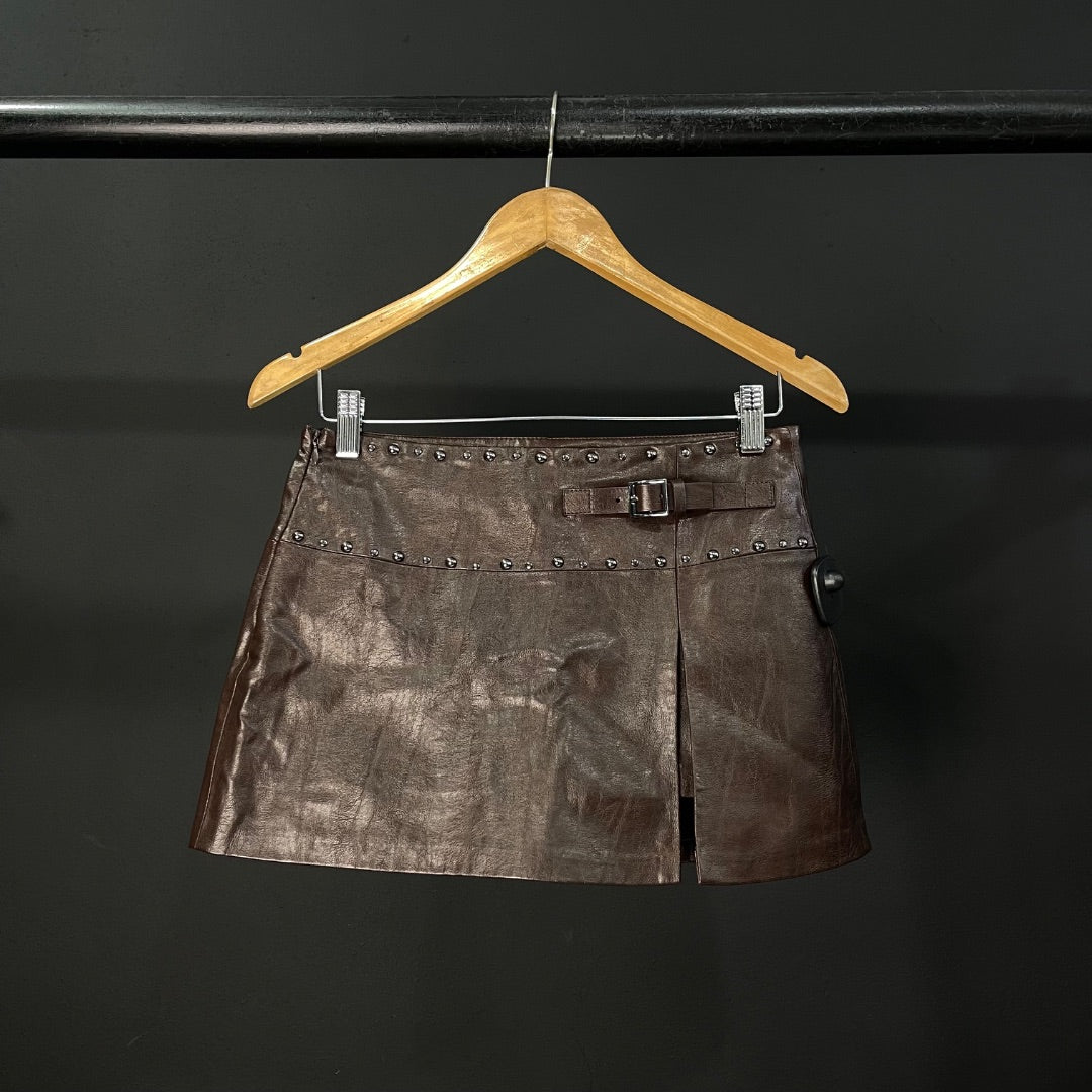 BERSHKA Pollera Mini Marron Talle 34