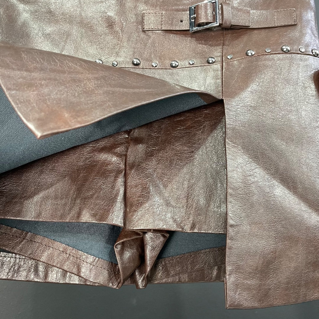 BERSHKA Pollera Mini Marron Talle 34