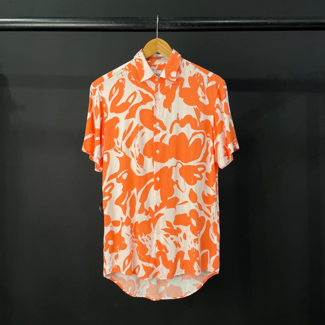 ZARA  Camisa Manga Corta  Naranja  Talle XS