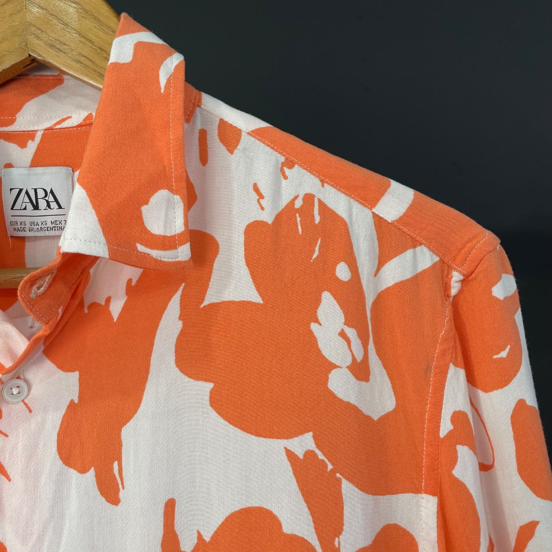 ZARA  Camisa Manga Corta  Naranja  Talle XS