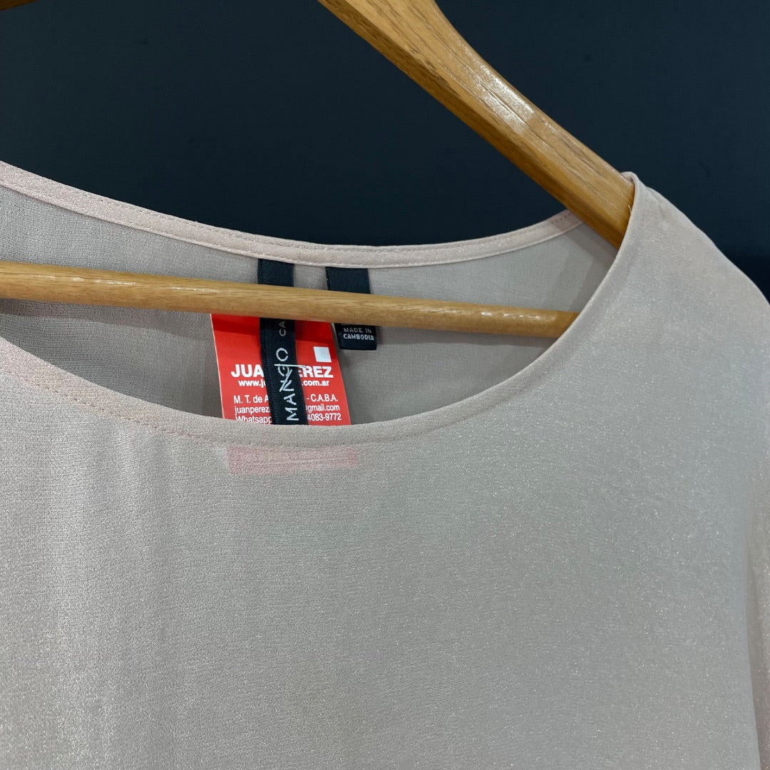 MANGO  Blusa Manga Larga  Beige  Talle M