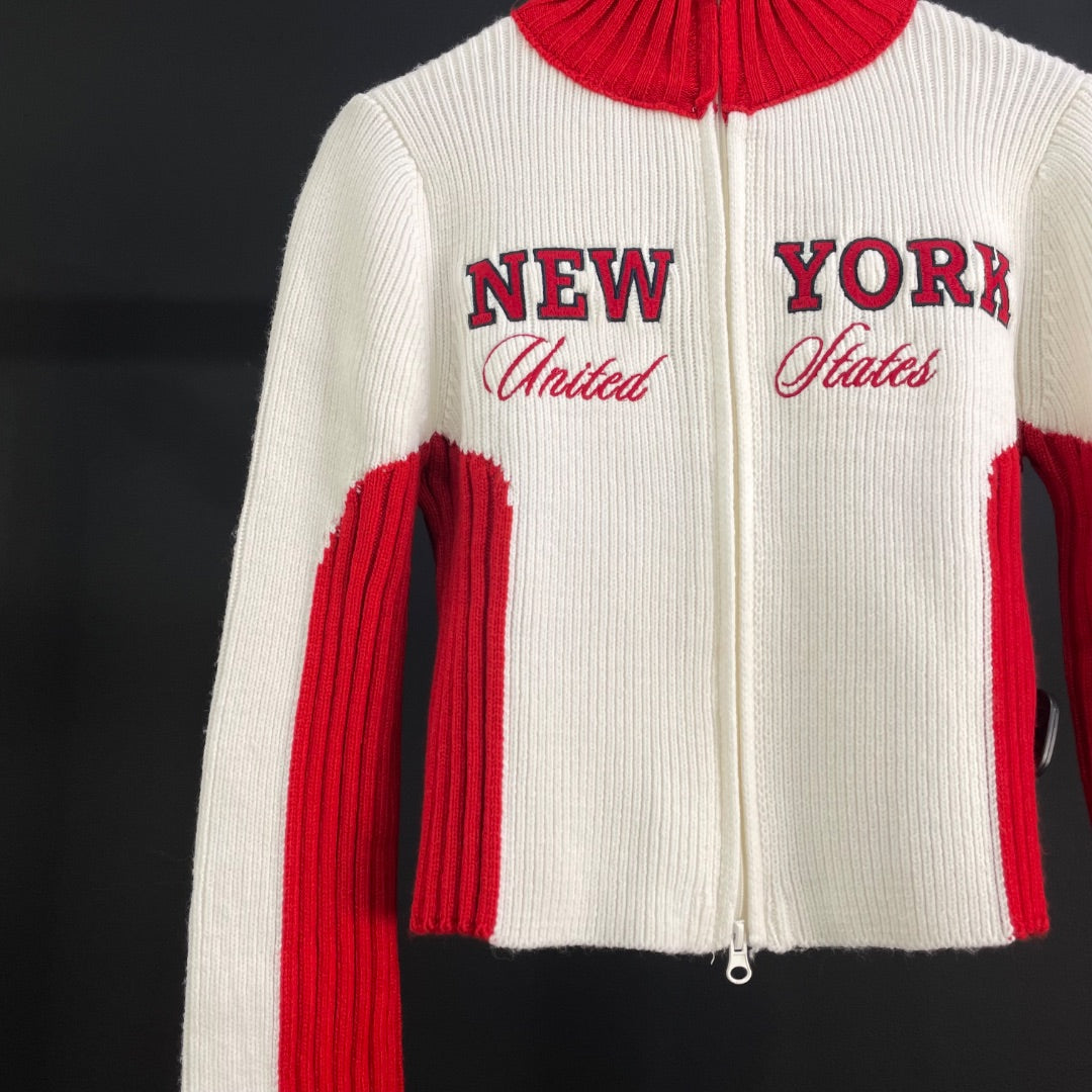 STRADIVARIUS Sweater Abierto Blanco Talle S