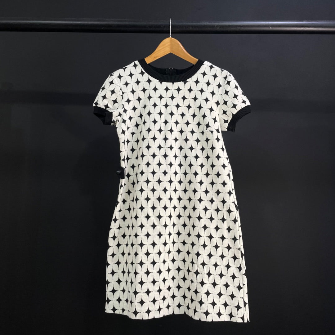 ZARA Vestido Manga Corta Varios Blanco Y Negro Talle M