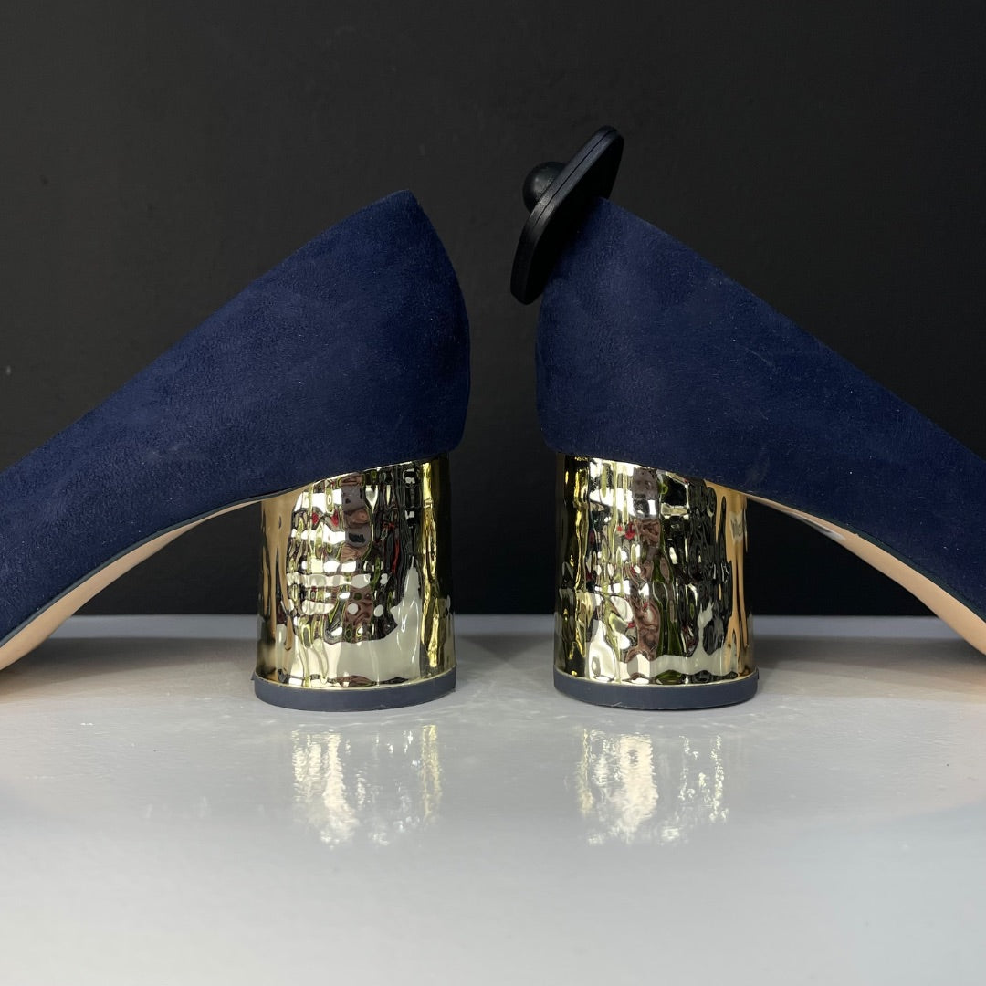 ZARA Taco Bajo Azul Talle 39