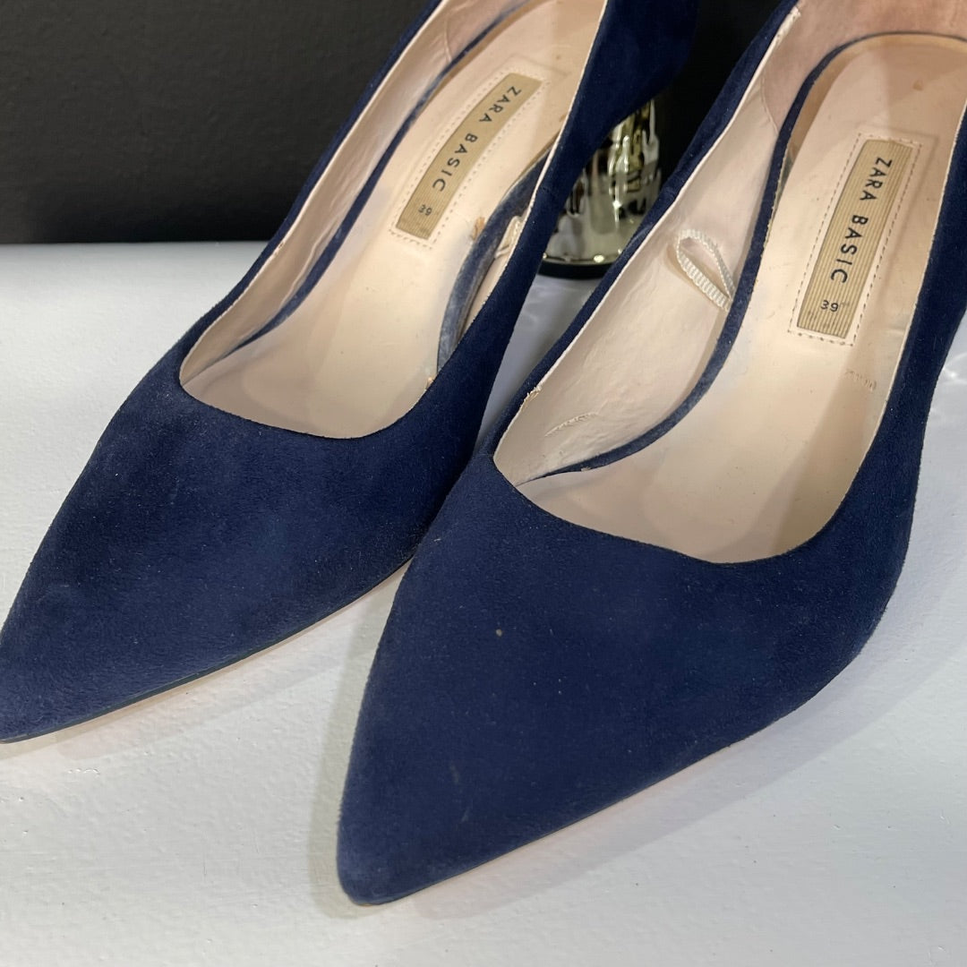 ZARA Taco Bajo Azul Talle 39