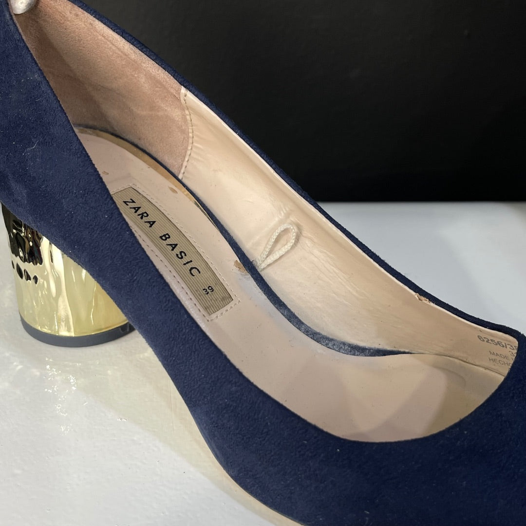 ZARA Taco Bajo Azul Talle 39