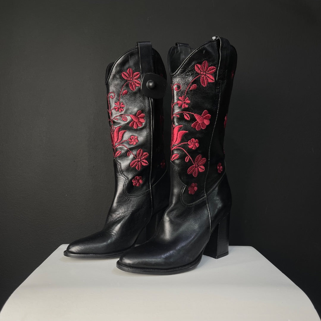 SARKANY Bota Larga Negro Talle 36