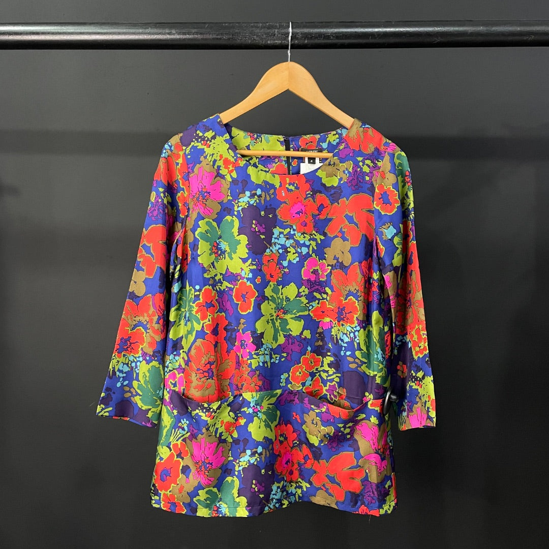 J CREW  Blusa Manga Larga  Varios Floral  Talle 4