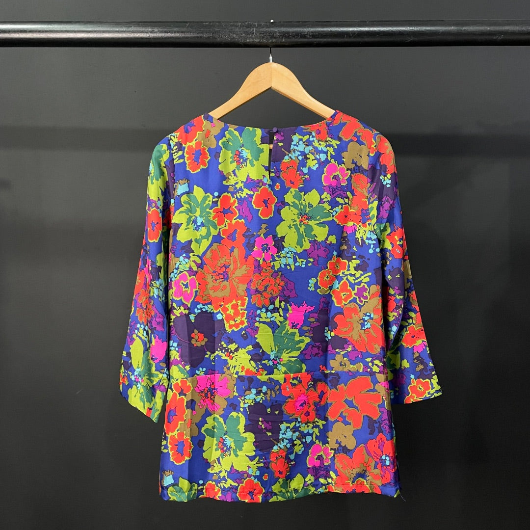 J CREW  Blusa Manga Larga  Varios Floral  Talle 4