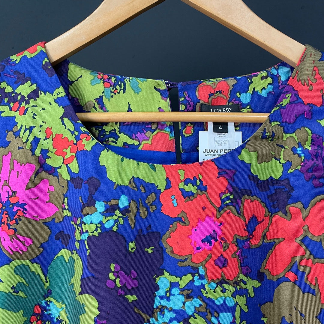 J CREW  Blusa Manga Larga  Varios Floral  Talle 4