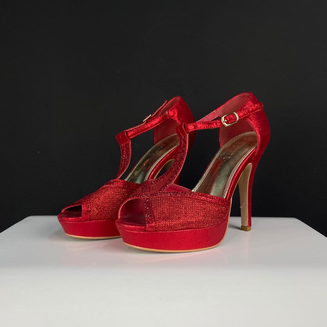 TOP STAKA Taco Alto Fino Rojo Talle 38