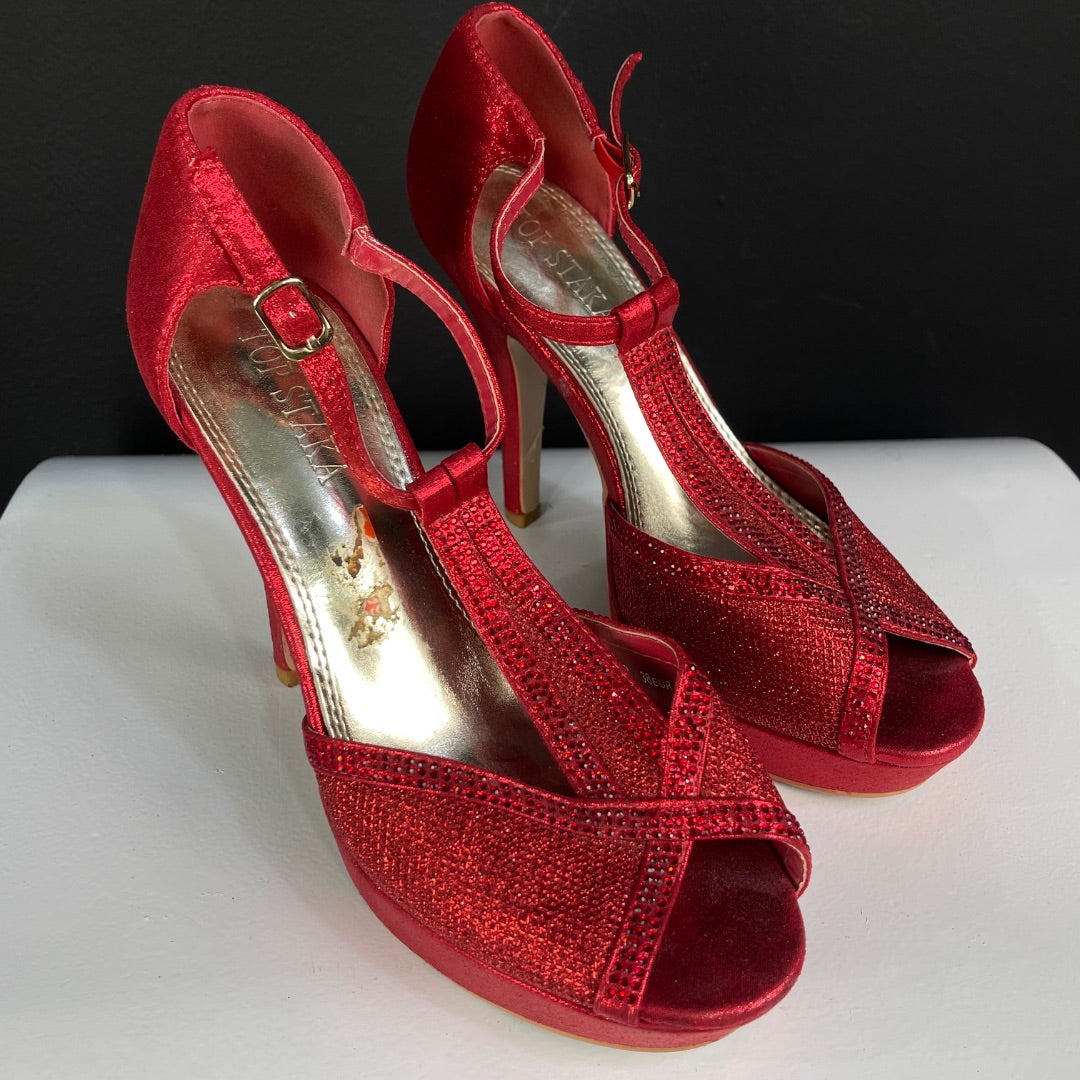 TOP STAKA Taco Alto Fino Rojo Talle 38
