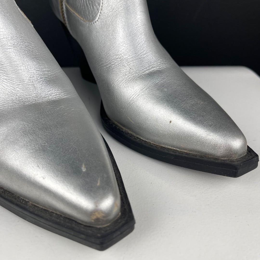 PARUOLO Bota Cowboy Plateado Talle 36