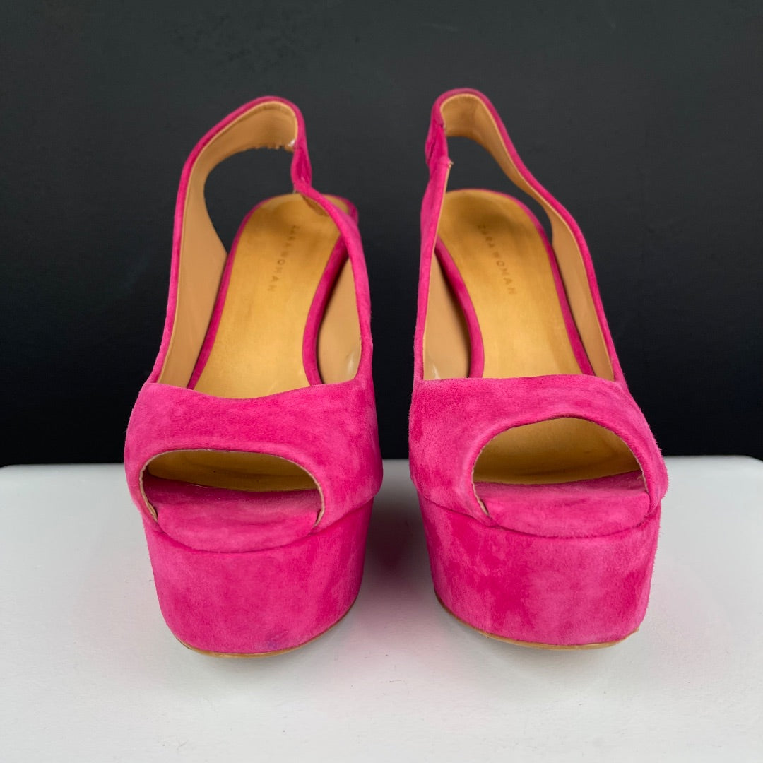 ZARA Zapato Taco Alto Fucsia Talle 40