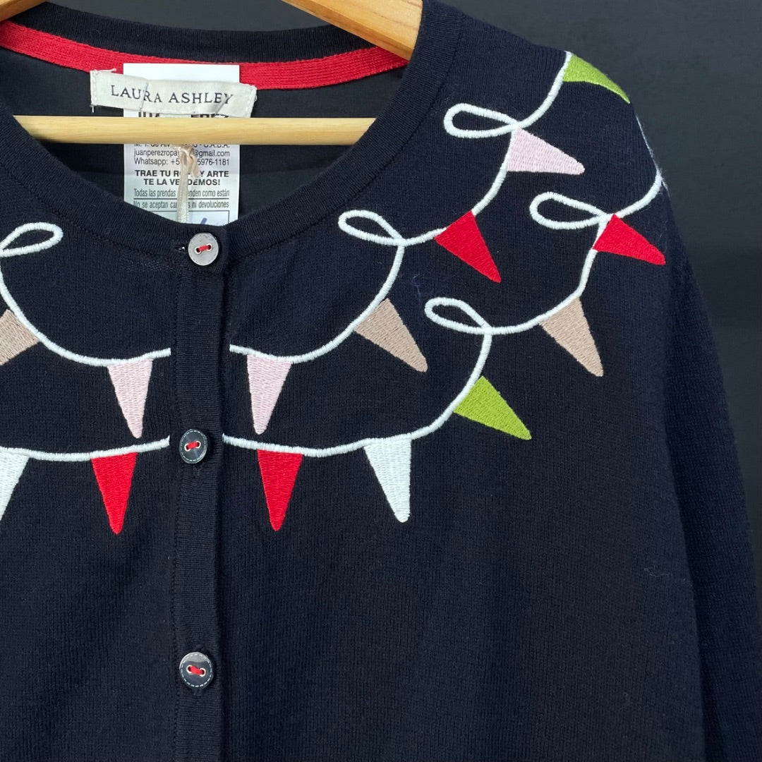 LAURA ASHLEY  Sweater Abierto  Azul  Talle 40
