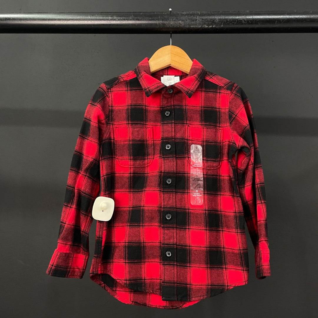 GAP  Camisa Manga Larga  Varios Cuadros Rojo  Talle 5