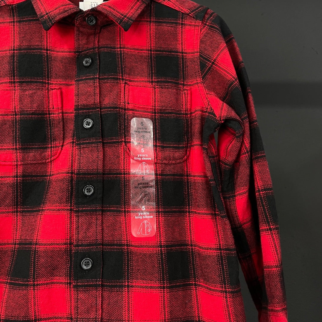 GAP  Camisa Manga Larga  Varios Cuadros Rojo  Talle 5