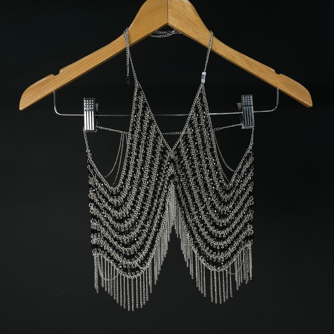 SIN MARCA Crop Top Plateado Talle S
