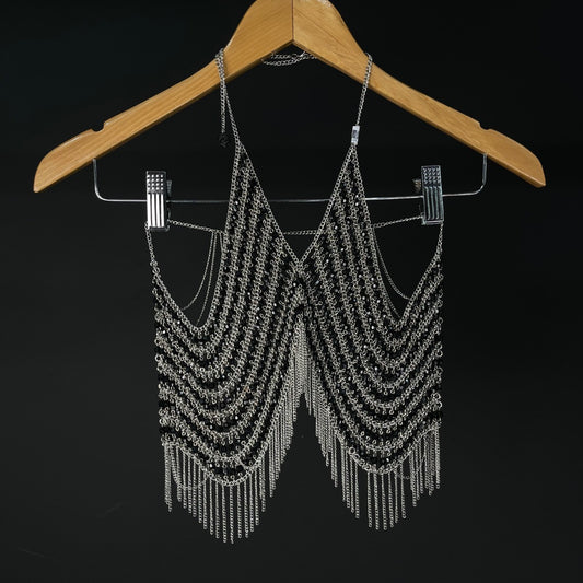 SIN MARCA Crop Top Plateado Talle S